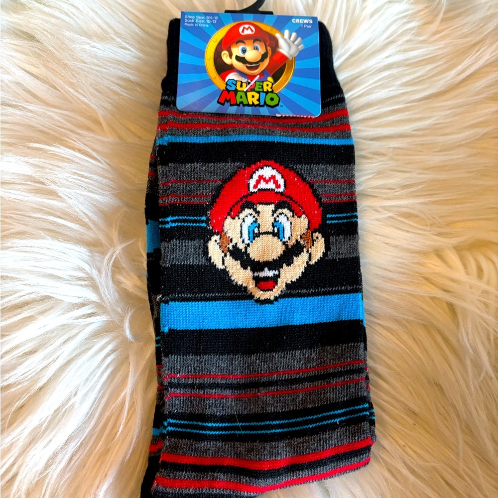 Super Mario theme Striped Crew Socks new